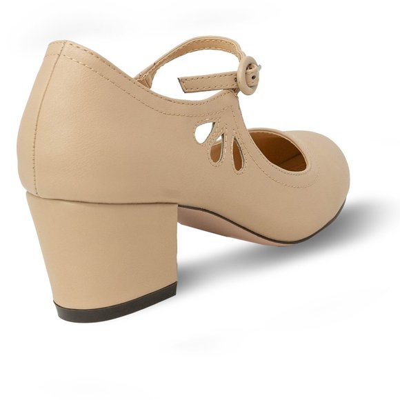Chase & Chloe Kimmy-21 Women's Round Toe Pierced Mid Heel Mary Jane Styl… - Picture 3 of 3
